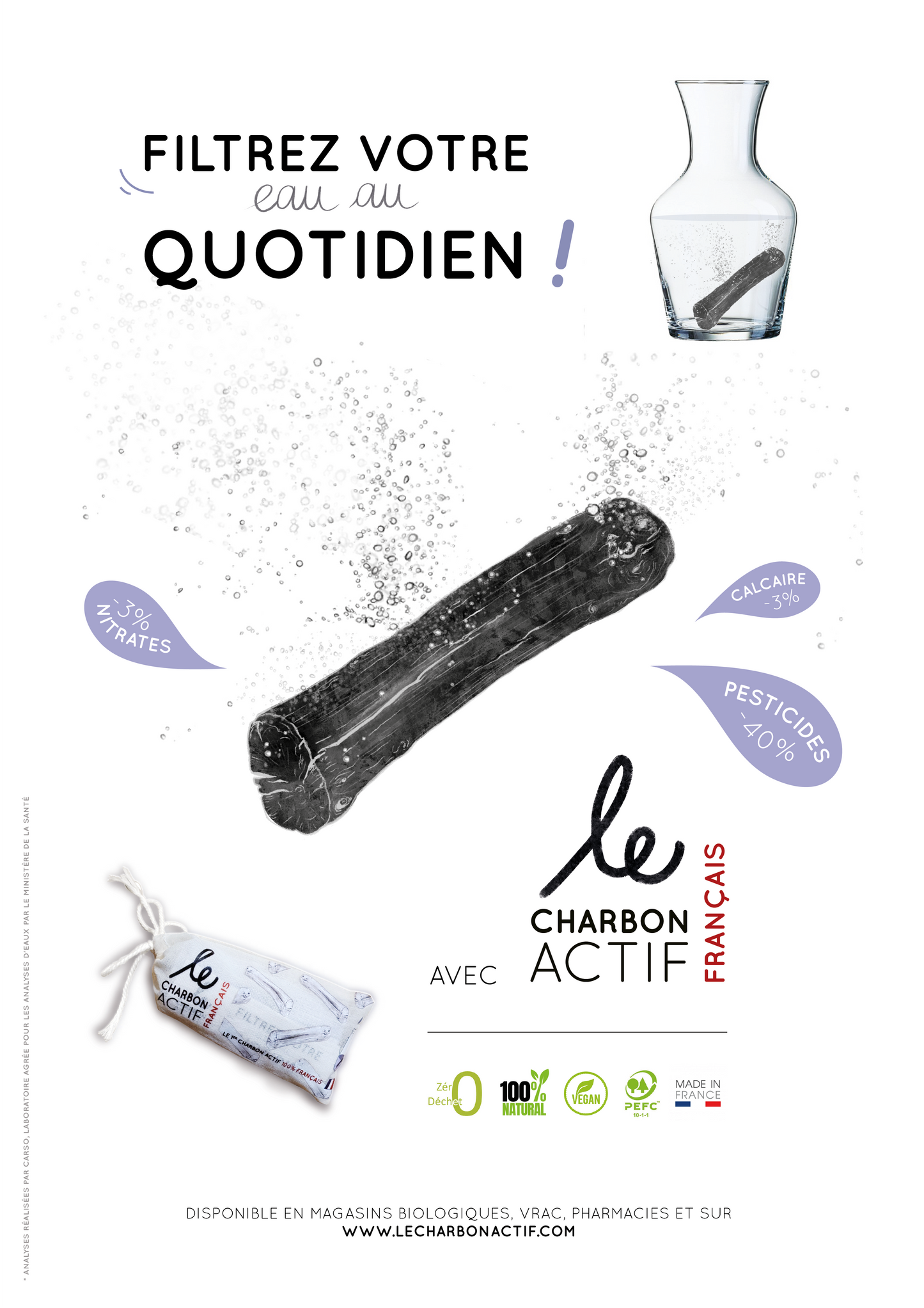 Le Charbon Actif Français -- Bâtons de charbon actif Vrac  x 10